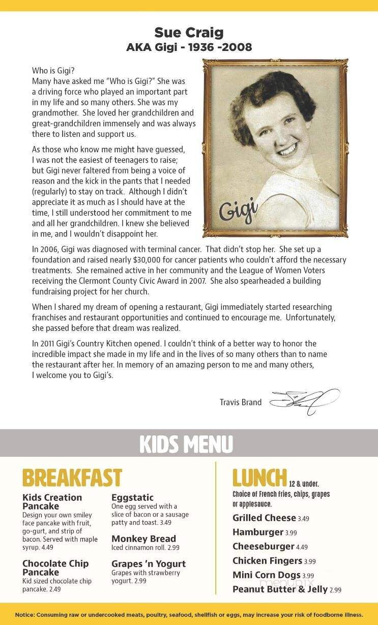 Gigi's Country Kitchen - The Plains, OH menu_pic