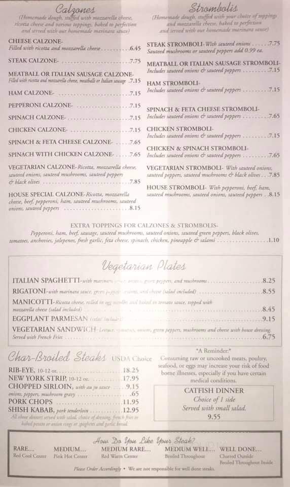 Gondolier Pizza & Steakhouse - Sweetwater, TN menu_pic