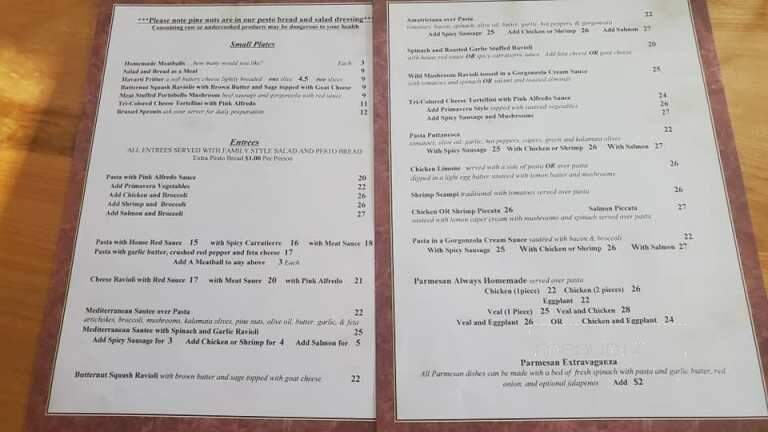 Hug's Italian Cuisine - Carrabassett Valley, ME menu_pic