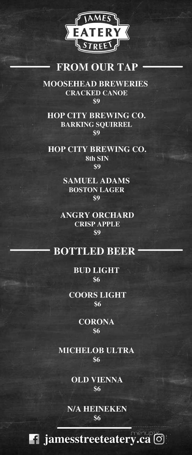 James Street Eatery - Wallaceburg, ON menu_pic