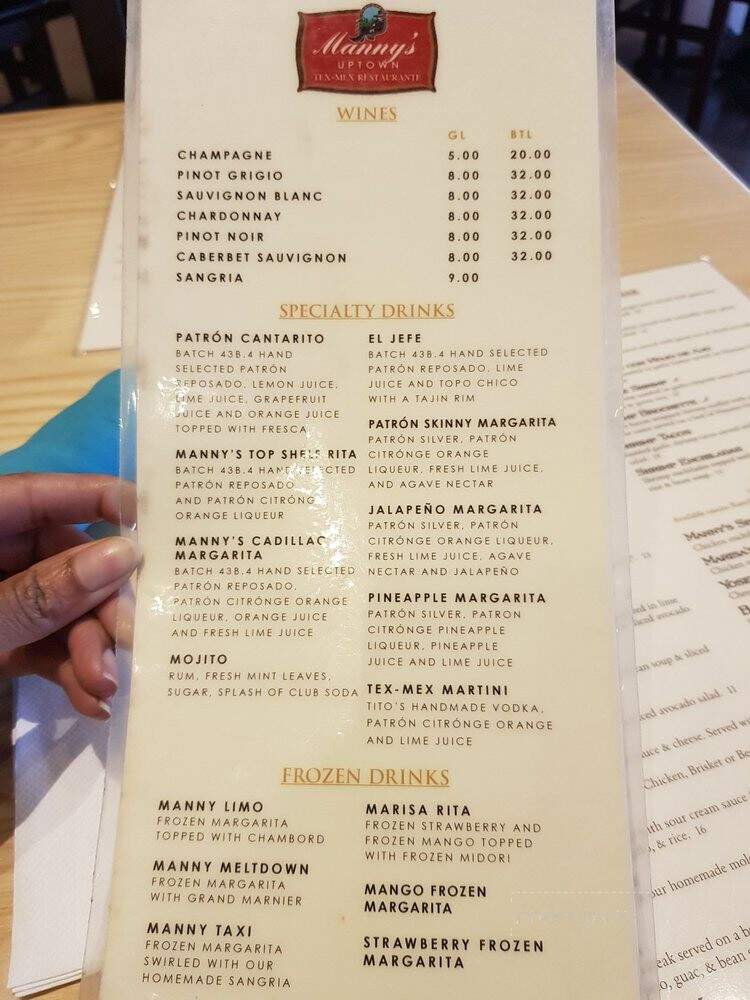Manny's Uptown Tex-Mex Restaurante - Heath, TX menu_pic