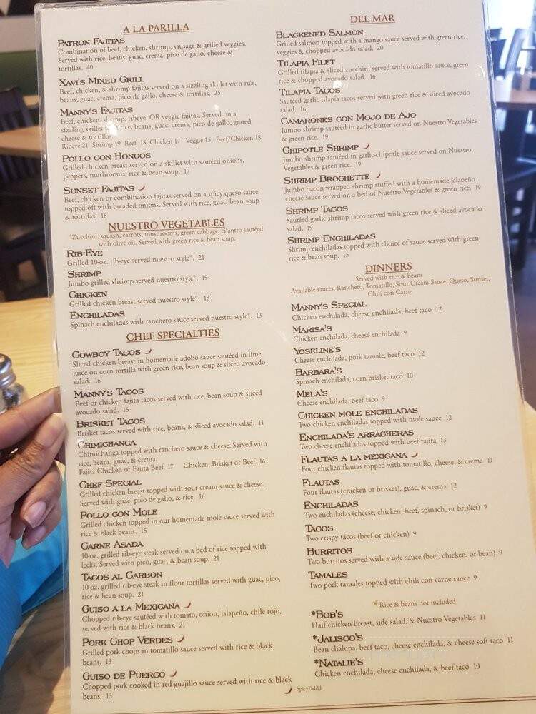 Manny's Uptown Tex-Mex Restaurante - Heath, TX menu_pic