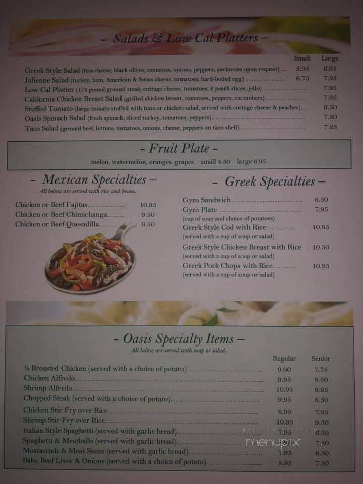 Oasis Family Restaurant - Fond Du Lac, WI menu_pic