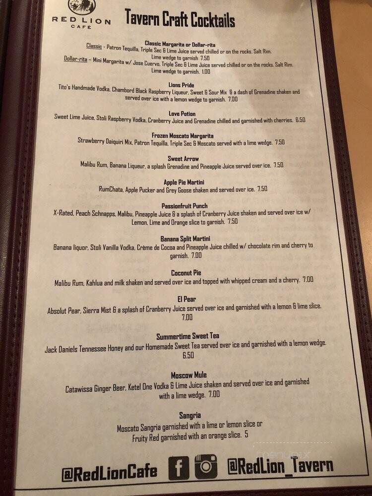Red Lion Cafe - Pine Grove, PA menu_pic