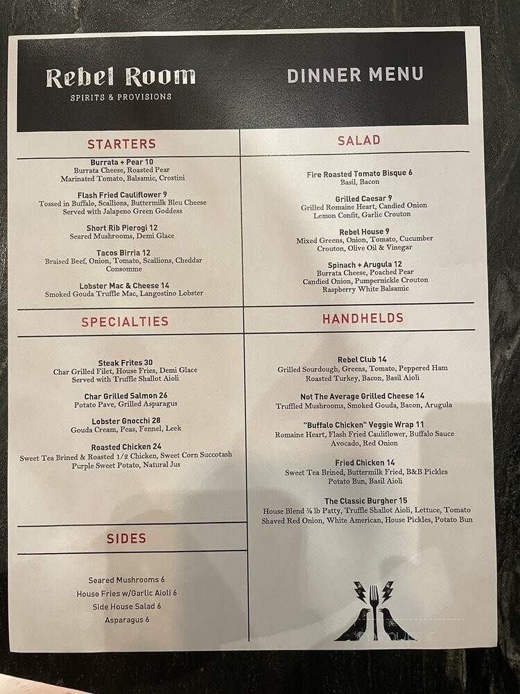 The Rebel Room - Pittsburgh, PA menu_pic