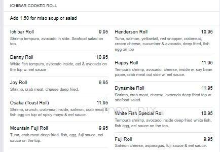 Ichibar Japanese Restaurant - Henderson, NC menu_pic