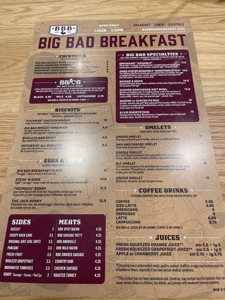 Big Bad Breakfast - Memphis, TN menu_pic