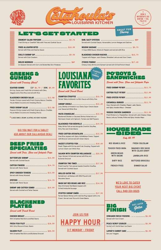 Catahoula's Louisiana Kitchen - Denton, TX menu_pic