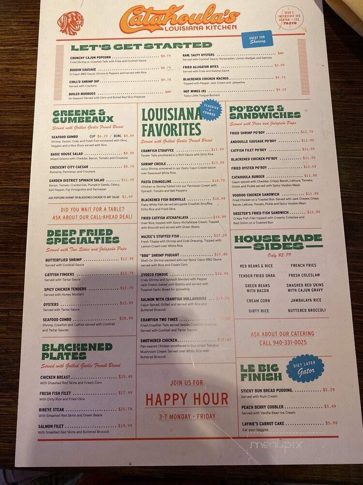Catahoula's Louisiana Kitchen - Denton, TX menu_pic