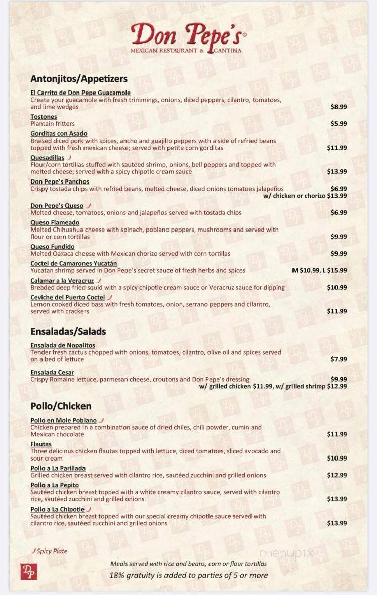 Don Pepe's Restaurant - Mcallen, TX menu_pic