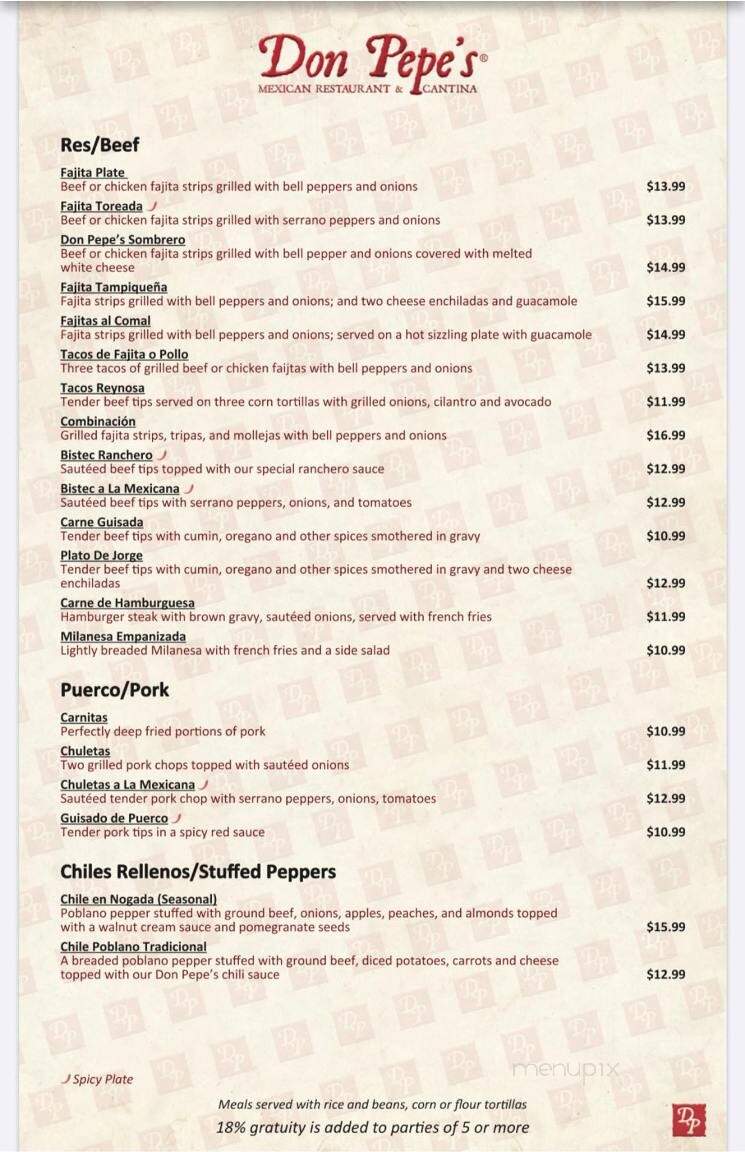 Don Pepe's Restaurant - Mcallen, TX menu_pic