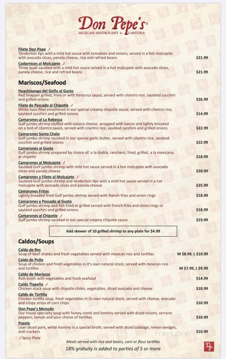 Don Pepe's Restaurant - Mcallen, TX menu_pic