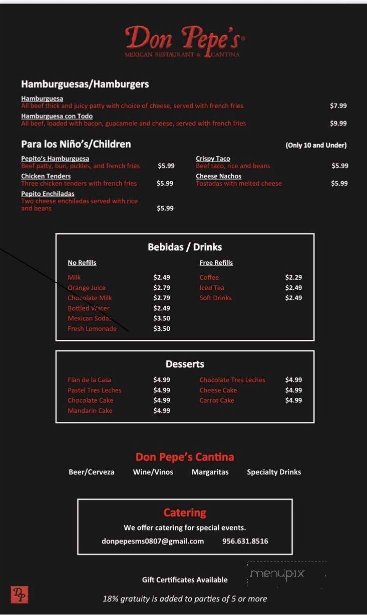 Don Pepe's Restaurant - Mcallen, TX menu_pic