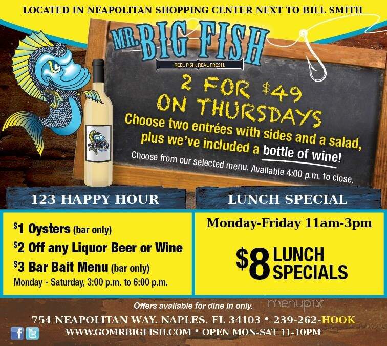 Mr. Big Fish - Naples, FL menu_pic