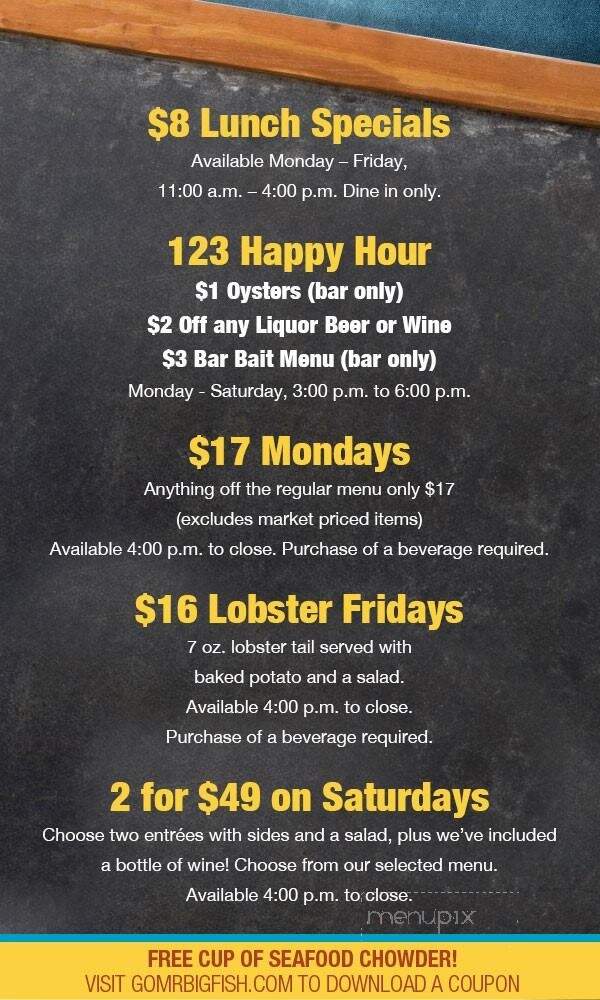 Mr. Big Fish - Naples, FL menu_pic