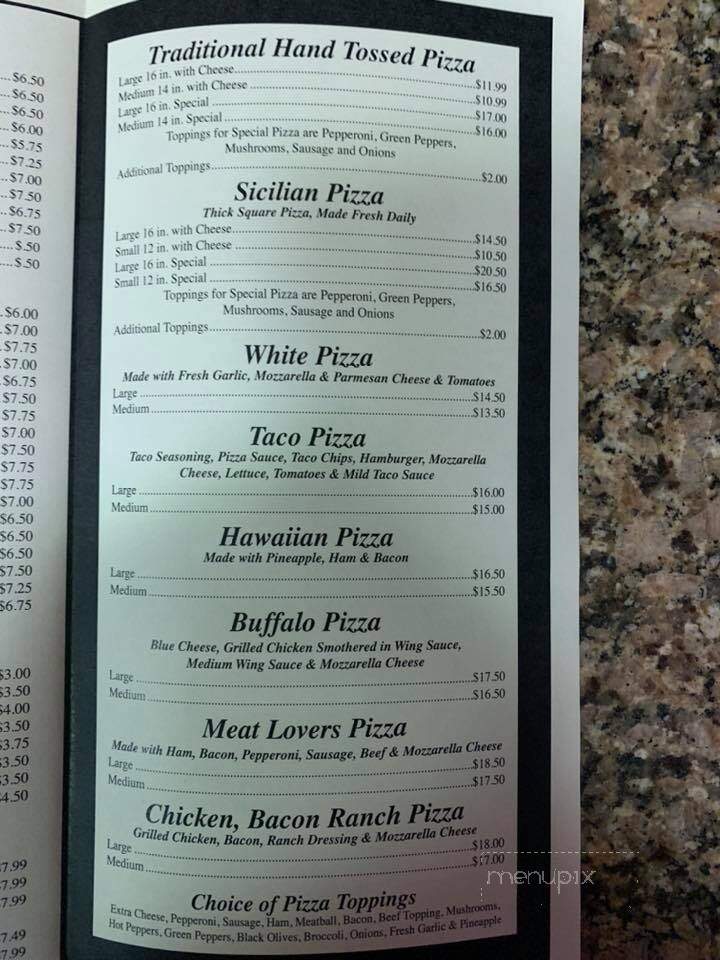 Sal's Original Italian Pizza - McAlisterville, PA menu_pic