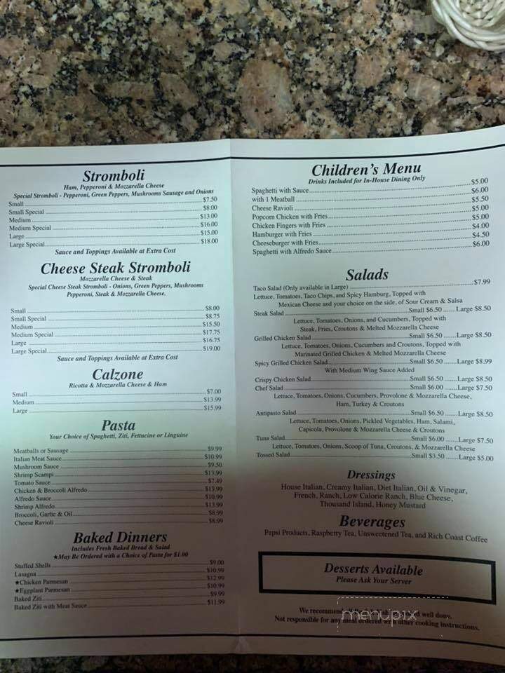 Sal's Original Italian Pizza - McAlisterville, PA menu_pic