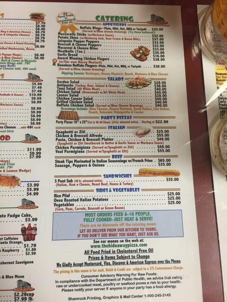 Hideaway Pizza - Mendon, MA menu_pic