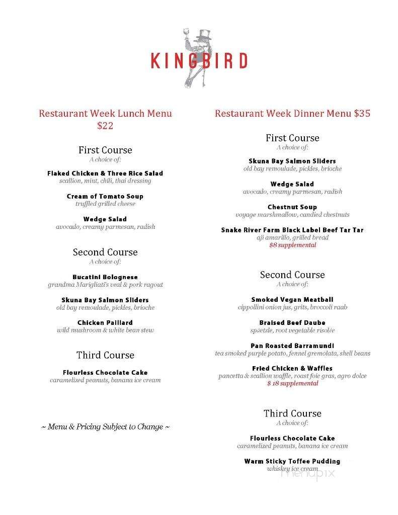 Kingbird - Washington, DC menu_pic
