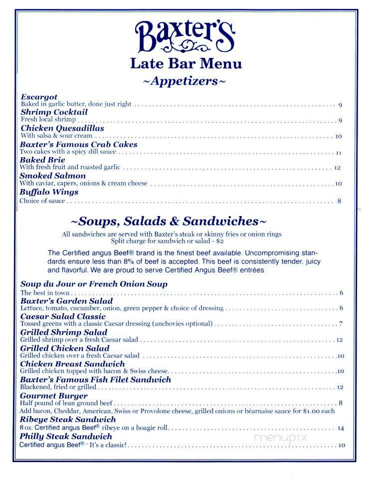 Baxter's - Fernandina Beach, FL menu_pic