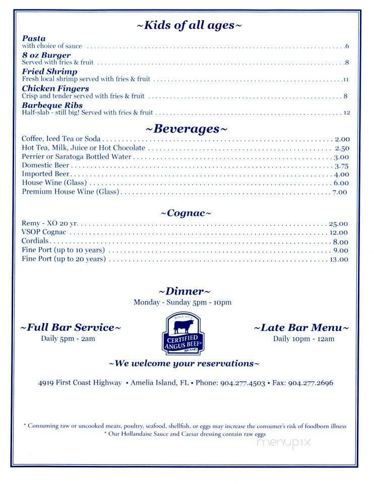 Baxter's - Fernandina Beach, FL menu_pic