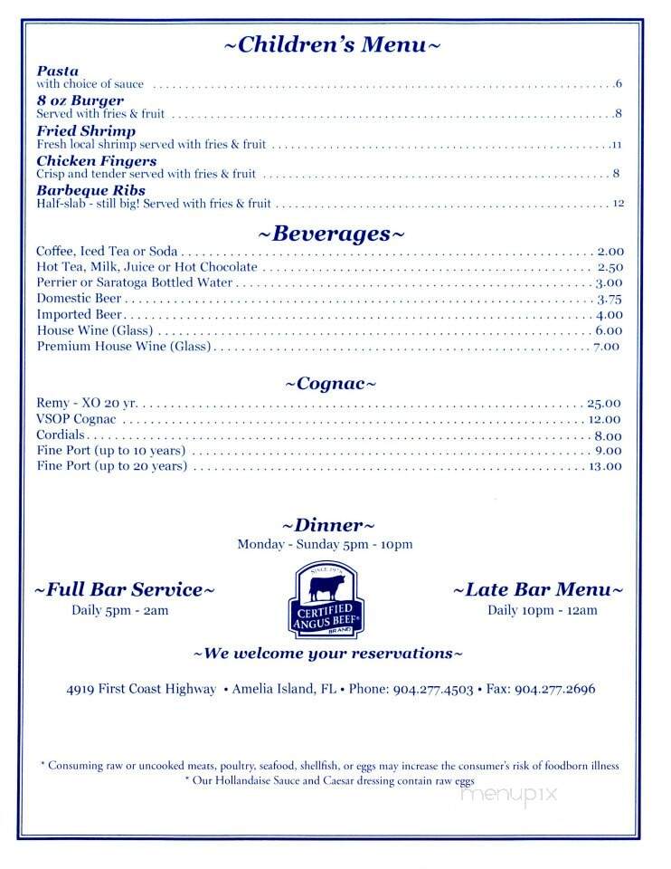 Baxter's - Fernandina Beach, FL menu_pic