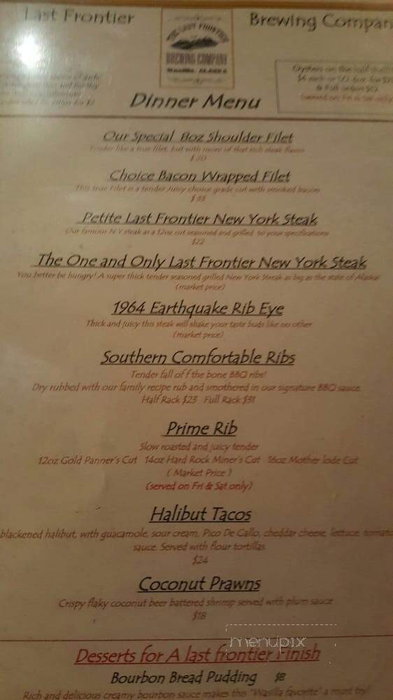 Last Frontier Brewing Co. - Wasilla, AK menu_pic