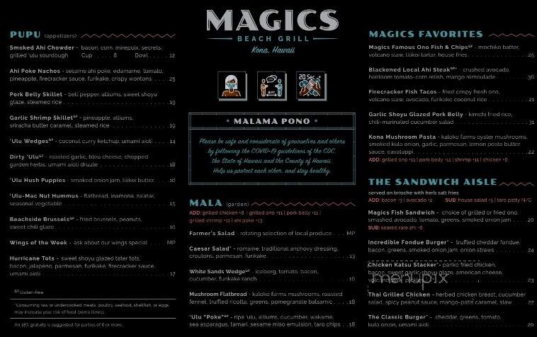 Magics Beach Grill - Kailua-Kona, HI menu_pic
