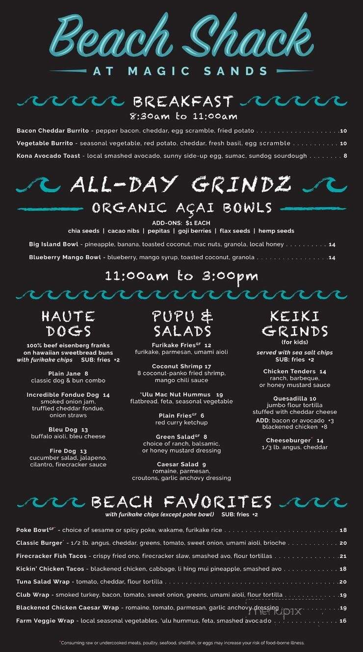 Magics Beach Grill - Kailua-Kona, HI menu_pic