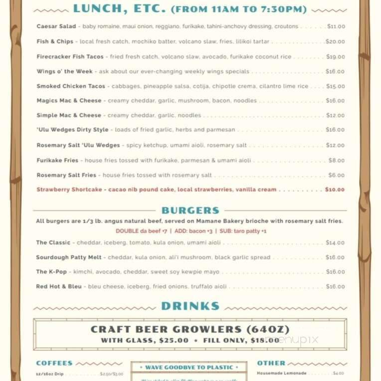 Magics Beach Grill - Kailua-Kona, HI menu_pic