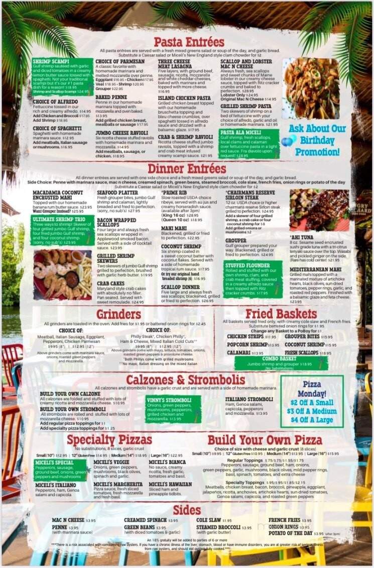 Miceli's Restaurant - Matlacha, FL menu_pic