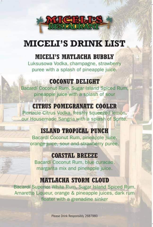 Miceli's Restaurant - Matlacha, FL menu_pic
