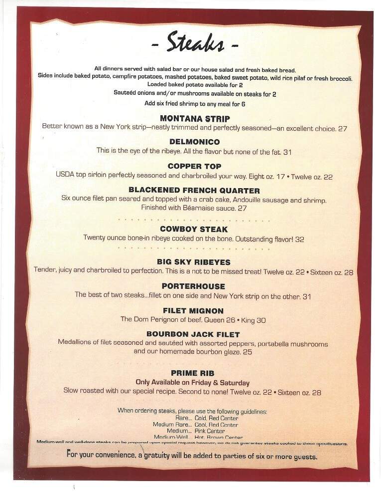 Montana Jacks - Moline, IL menu_pic