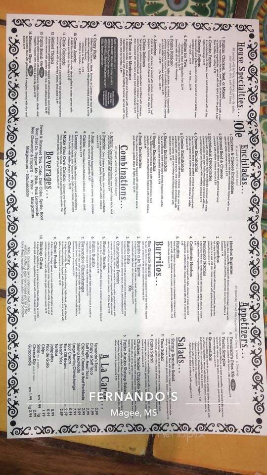 Fernando's - Magee, MS menu_pic