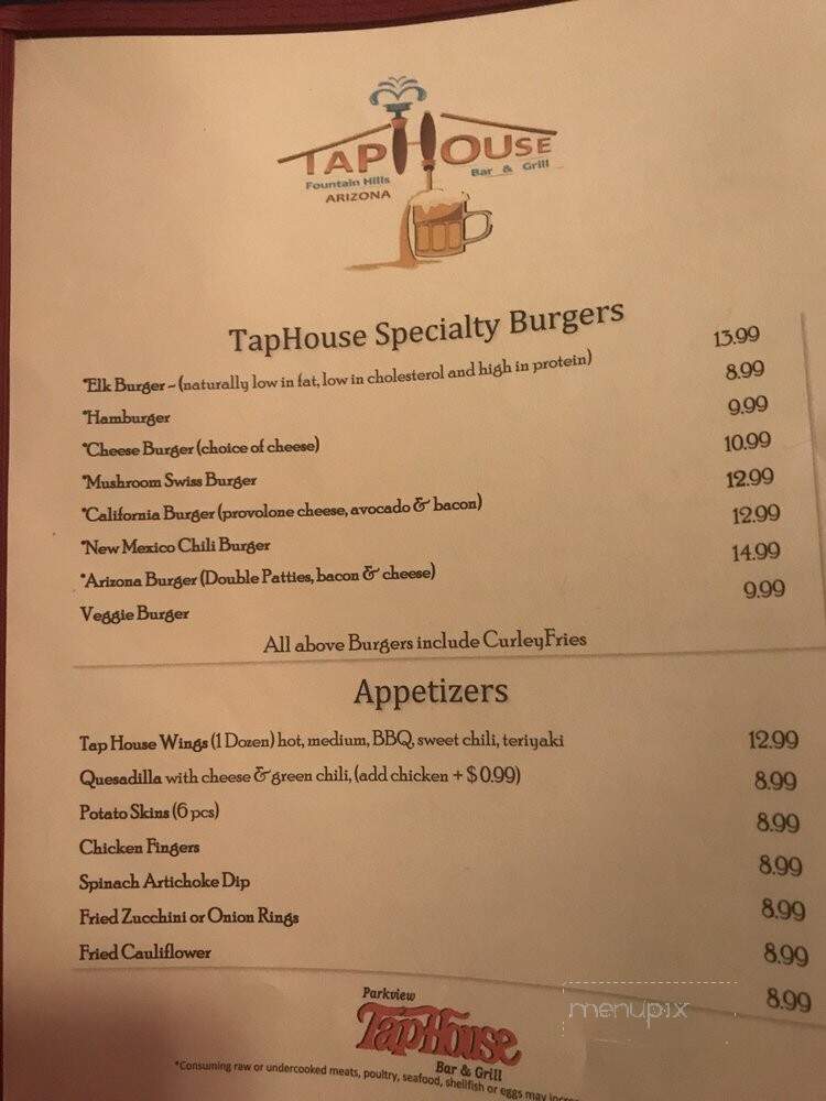 Parkview Tap House Menu in Fountain Hills, AZ Order Delivery & Reviews