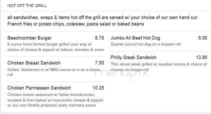 Beachcomber Ocean Grill - Pompano Beach, FL menu_pic