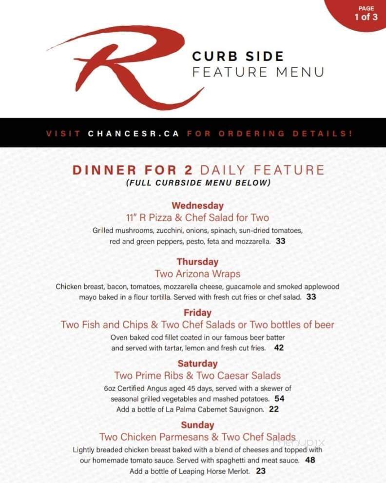 Chances R Restaurants - Ottawa, ON menu_pic