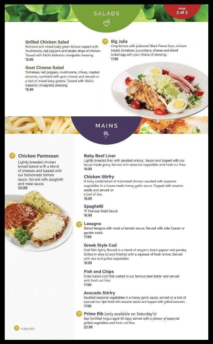 Chances R Restaurants - Ottawa, ON menu_pic