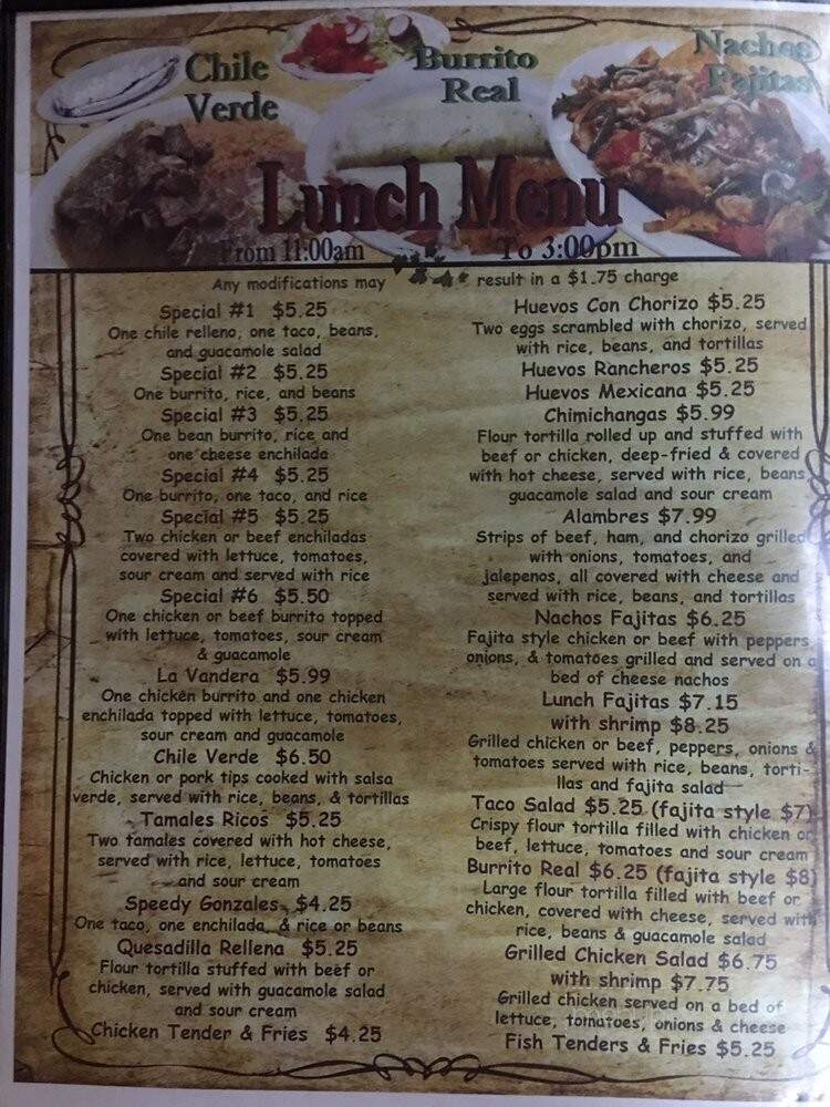 El Monte Mexican Restaurant - White Bluff, TN menu_pic