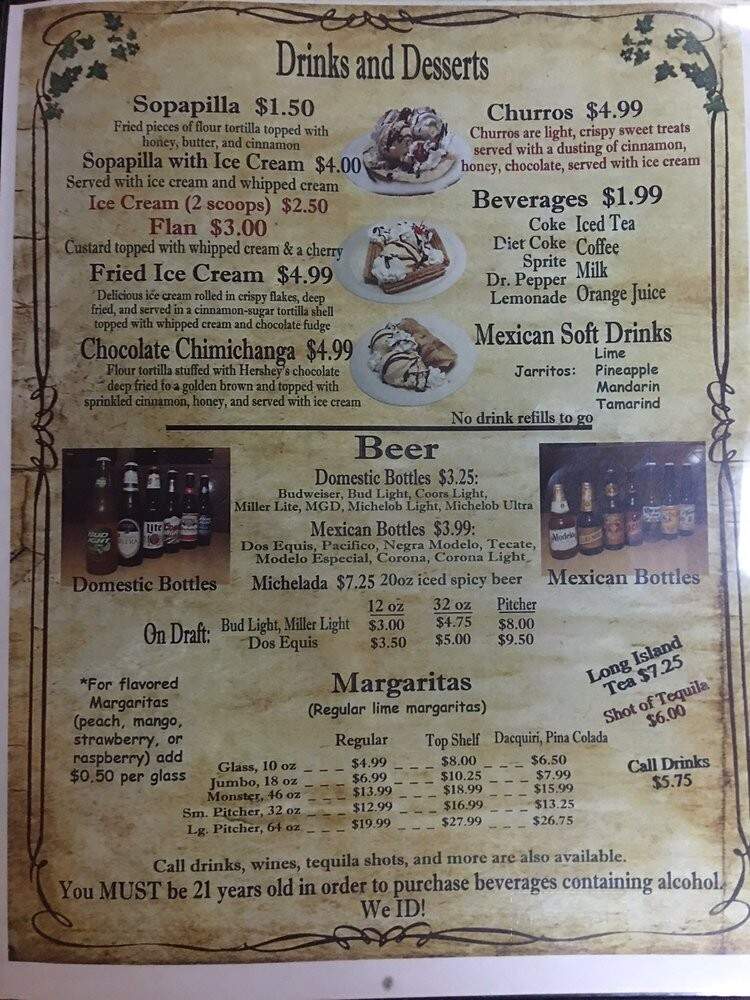 El Monte Mexican Restaurant - White Bluff, TN menu_pic