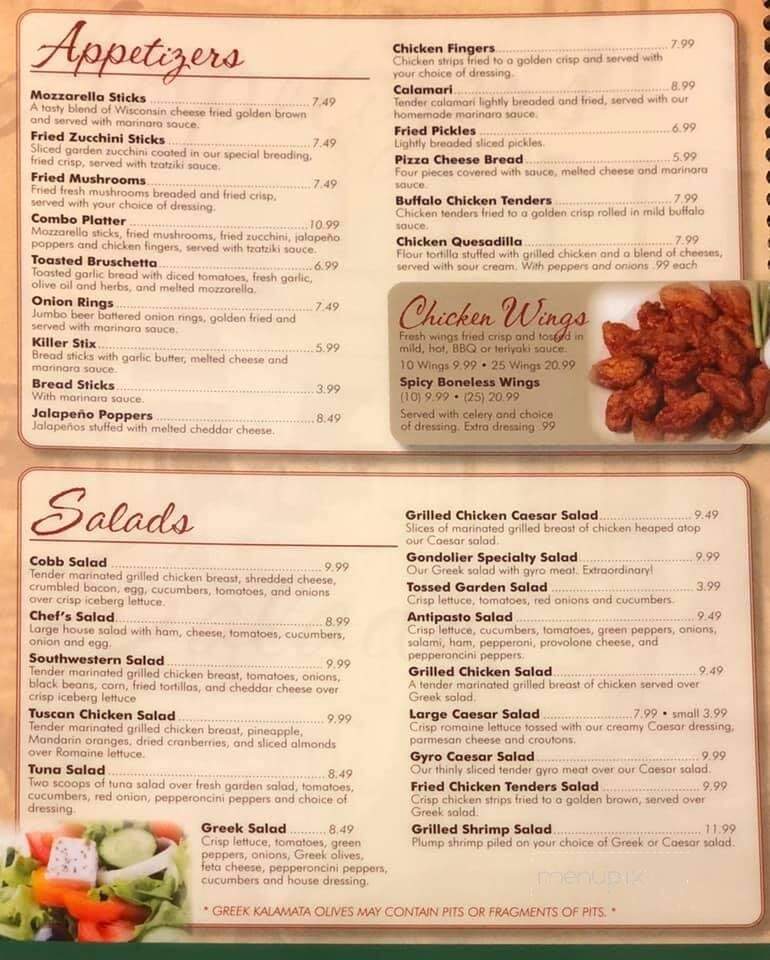 Gondolier Italian Restaurant - Harriman, TN menu_pic