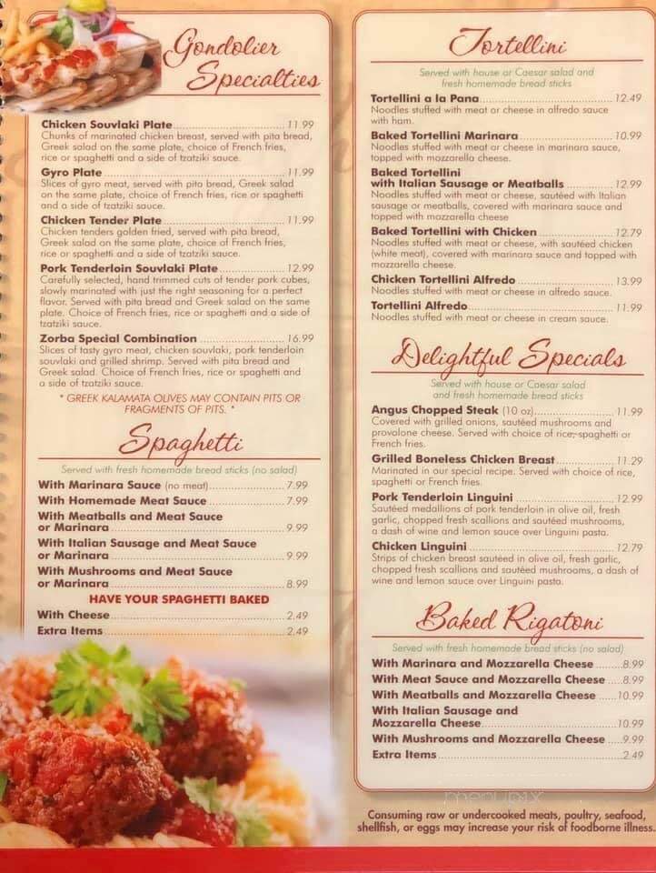 Gondolier Italian Restaurant - Harriman, TN menu_pic