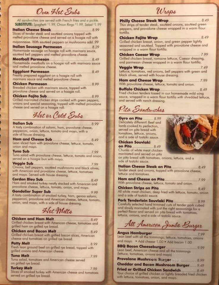 Gondolier Italian Restaurant - Harriman, TN menu_pic