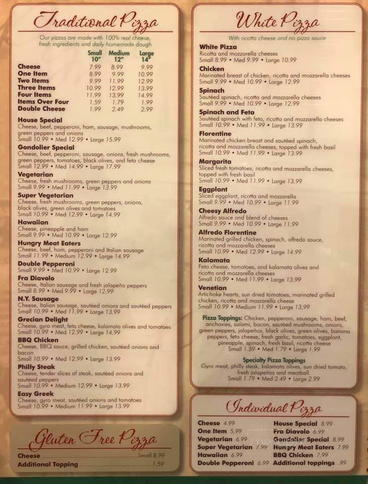 Gondolier Italian Restaurant - Harriman, TN menu_pic