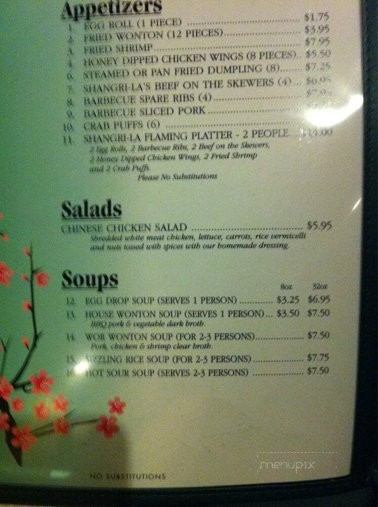 Shangri-La Chinese Restaurant - Phoenix, AZ menu_pic