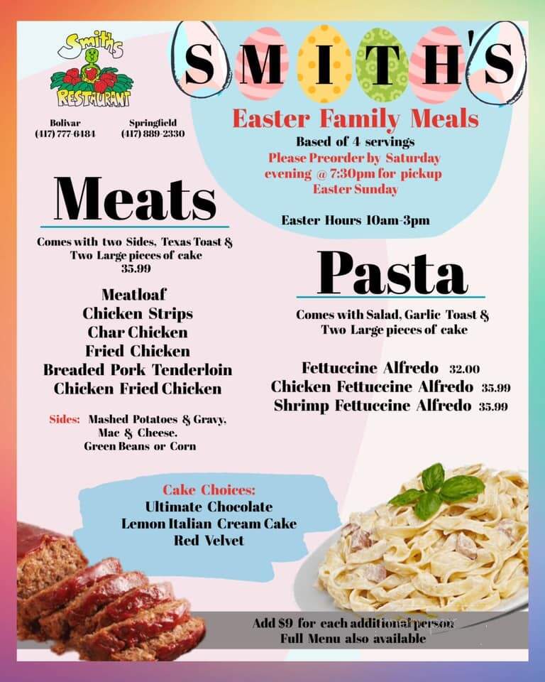 Smith's Restaurant - Bolivar, MO menu_pic