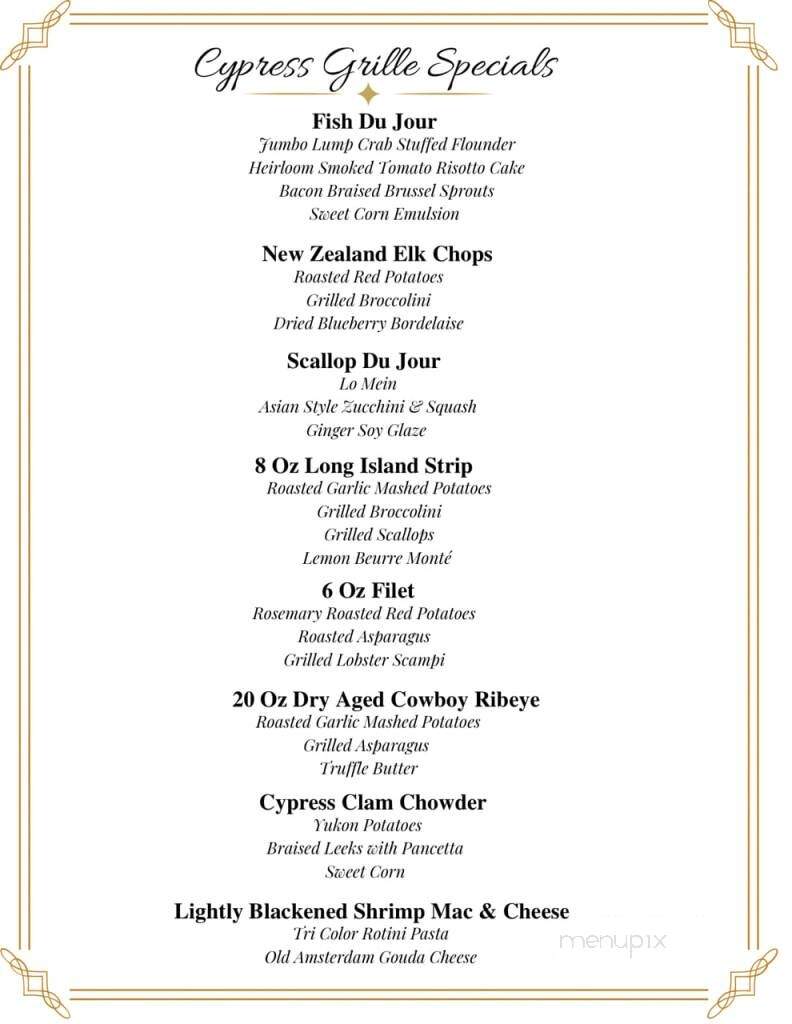 Cypress Grille - Myrtle Beach, SC menu_pic