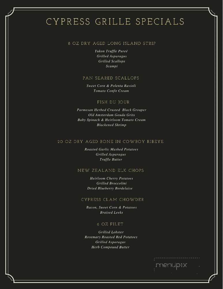 Cypress Grille - Myrtle Beach, SC menu_pic