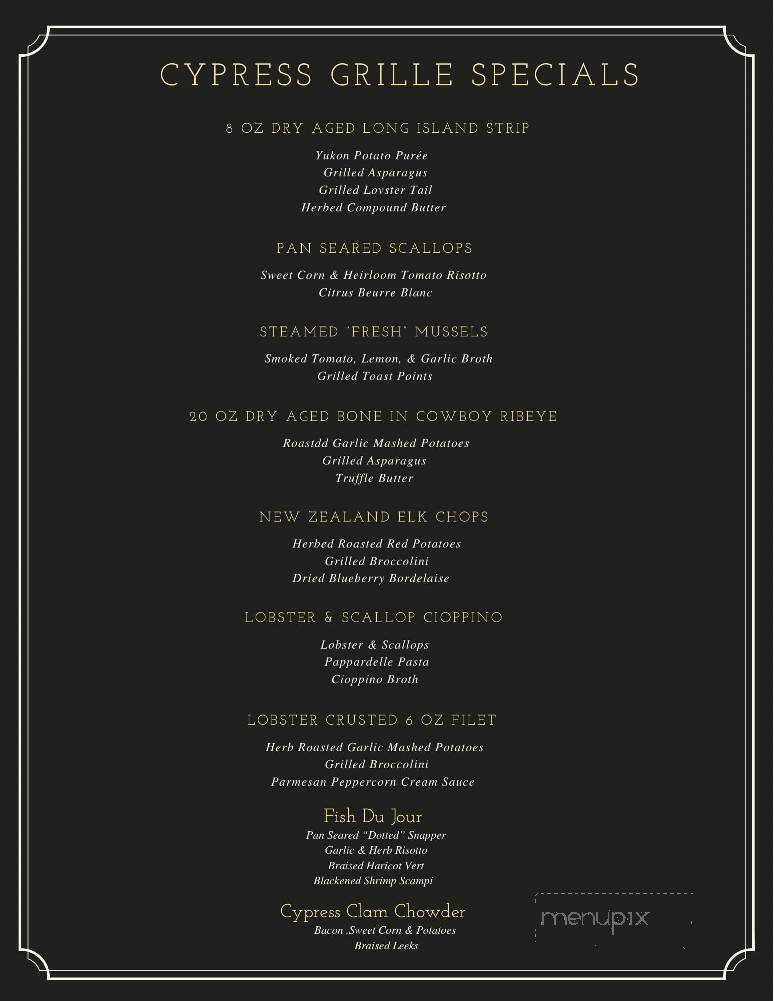 Cypress Grille - Myrtle Beach, SC menu_pic