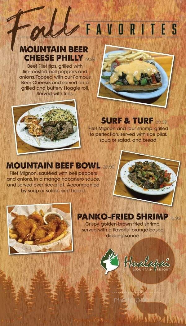 Hualapai Mountain Resort - Kingman, AZ menu_pic